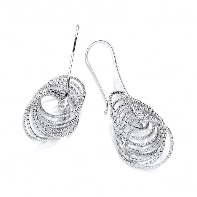 Sterling Silver Diamond Cut Multi Circle Drop Earrings