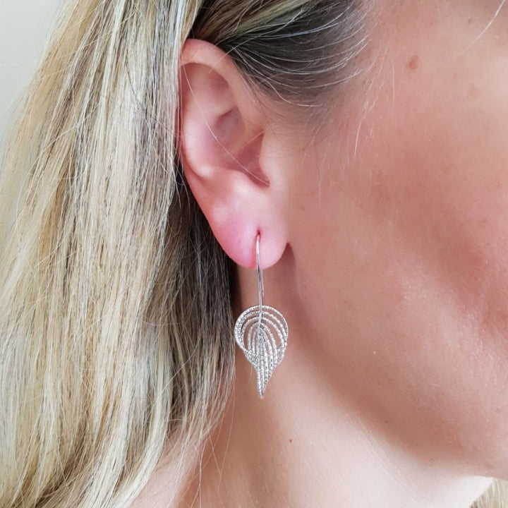 Sterling Silver Diamond Cut Multi Circle Drop Earrings