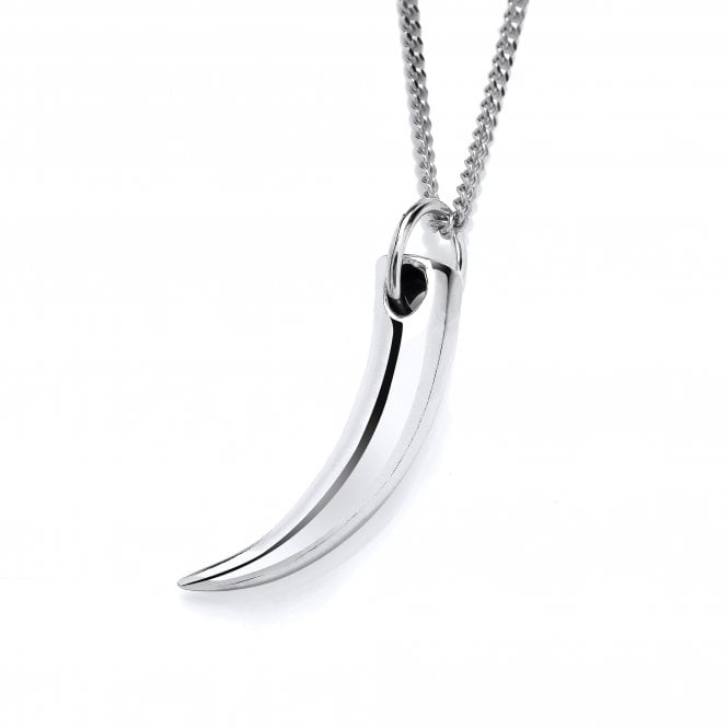 Sterling Silver Faux Animal Tooth Pendant & Chain