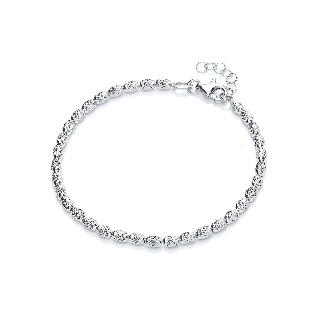 Sterling Silver Frosted Look Beaded Bracelet