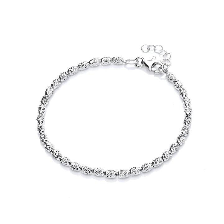 Sterling Silver Frosted Look Beaded Bracelet