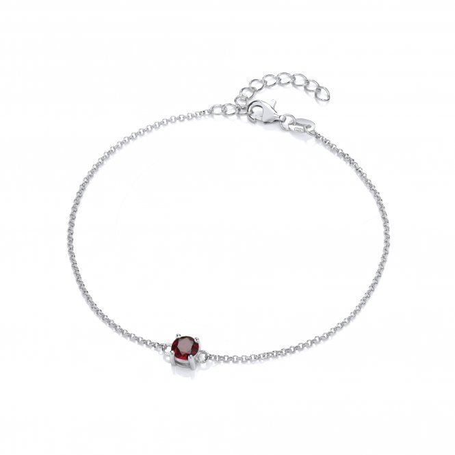 Sterling Silver Garnet Bracelet January Birthstone