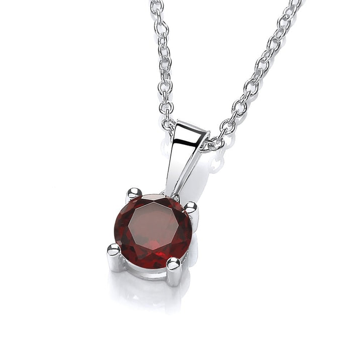 Sterling Silver Garnet Necklace January Birthstone