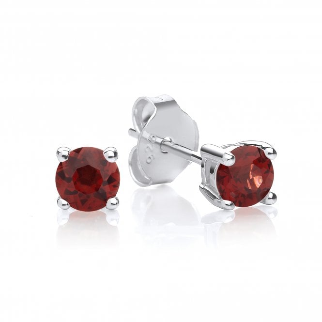 Sterling Silver Garnet Stud Earrings January Birthstone