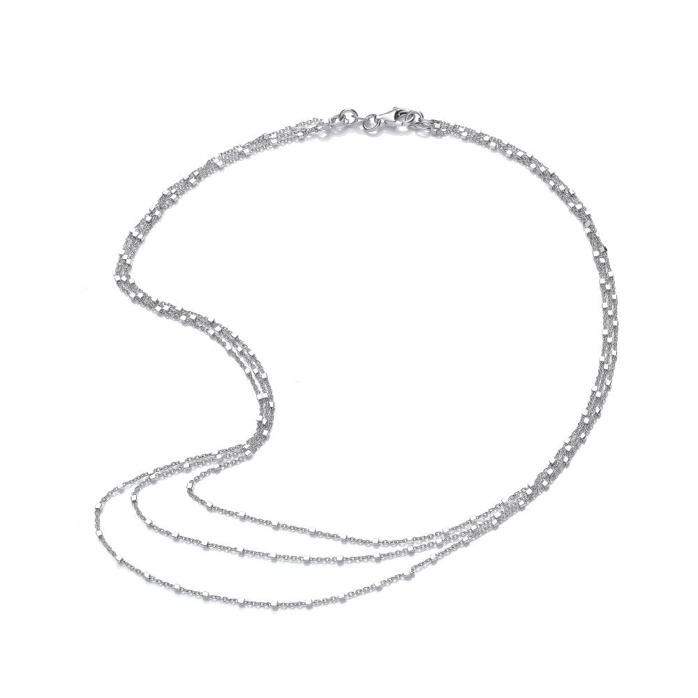 Sterling Silver Layered Beaded Chain Necklace
