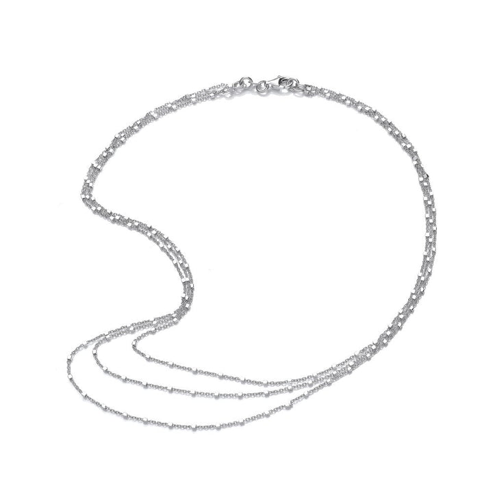 Sterling Silver Layered Beaded Chain Necklace
