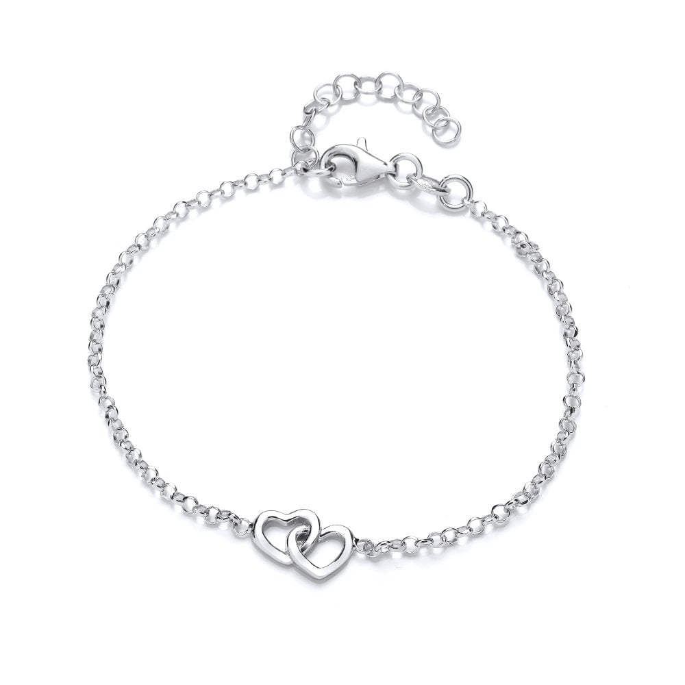 Sterling Silver Linked Hearts Bracelet