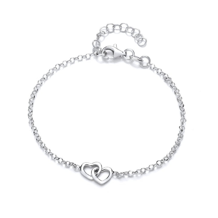 Sterling Silver Linked Hearts Bracelet