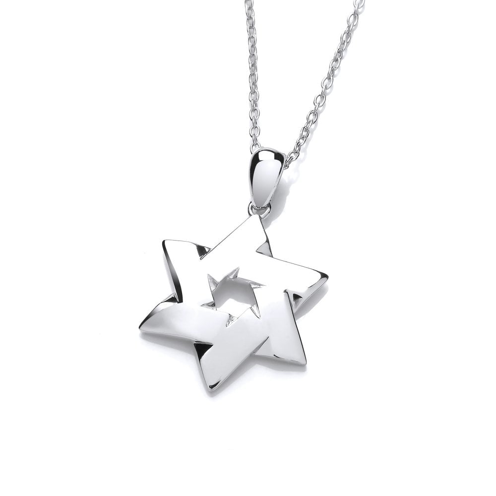 Sterling Silver Modern Star of David Necklace