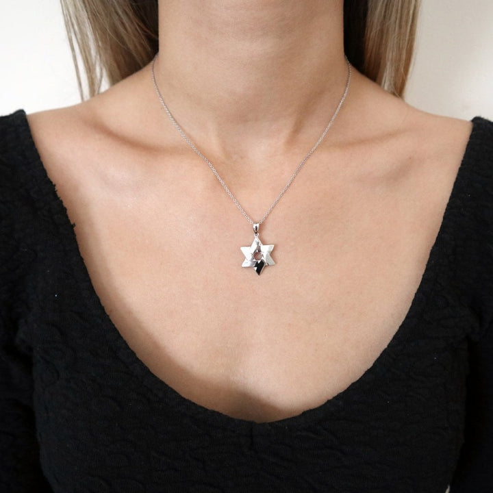 Sterling Silver Modern Star of David Necklace