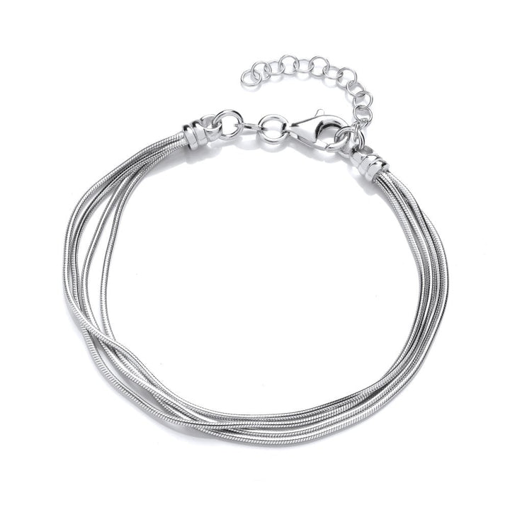 Sterling Silver Multi-Strand Round Snake Chain Bracelet