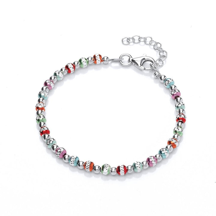 Sterling Silver Multicolour Bead Bracelet.