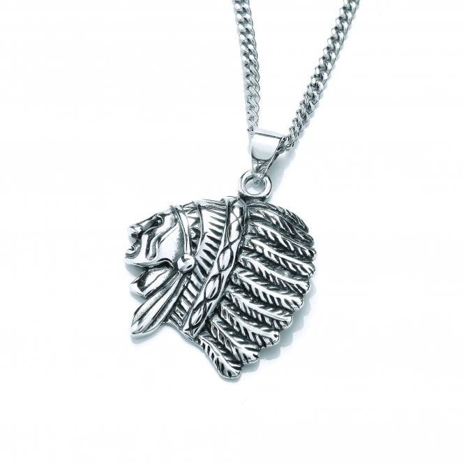 Sterling Silver Native American Chief Pendant & Chain