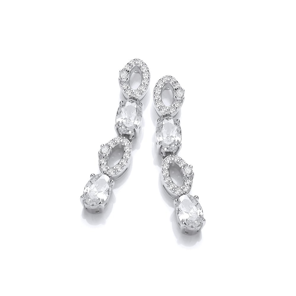 Sterling Silver Oval Link Drop Earrings