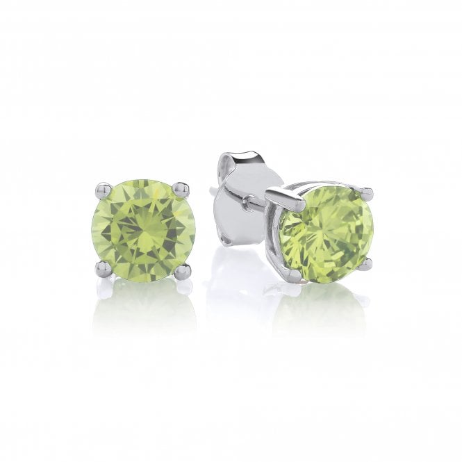 Sterling Silver Peridot 6mm Stud Earrings August Birthstone