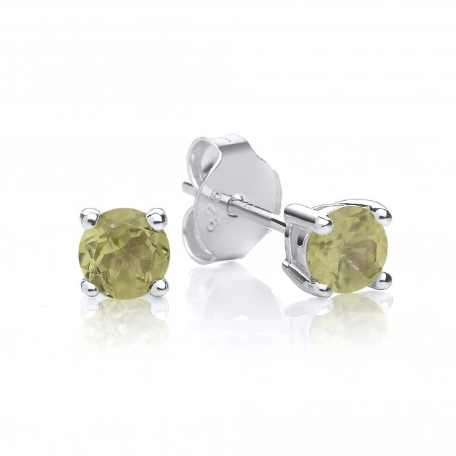 Sterling Silver Peridot Stud Earrings August Birthstone