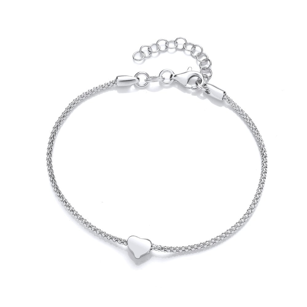 Sterling Silver Popcorn Style Heart Bracelet