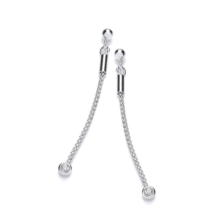 Sterling Silver Popcorn Style Long Drop Earrings