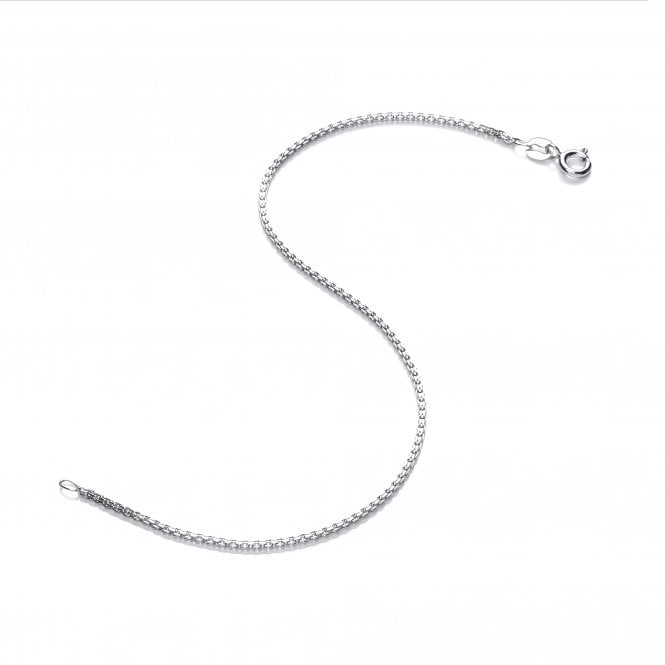 Sterling Silver Rhodium Plated 1.5mm Box Chain Bracelet