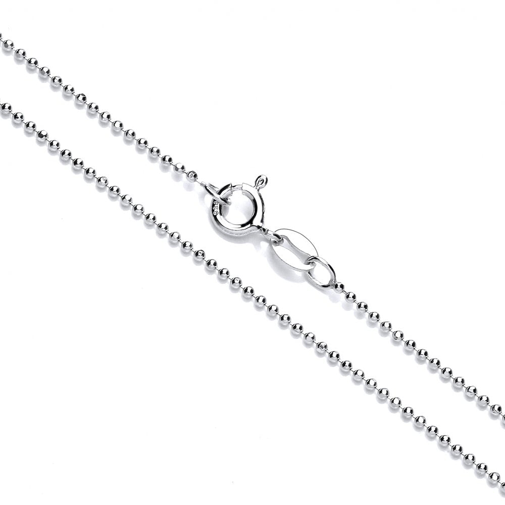Sterling Silver Rhodium Plated Diamond Cut Ball Chain