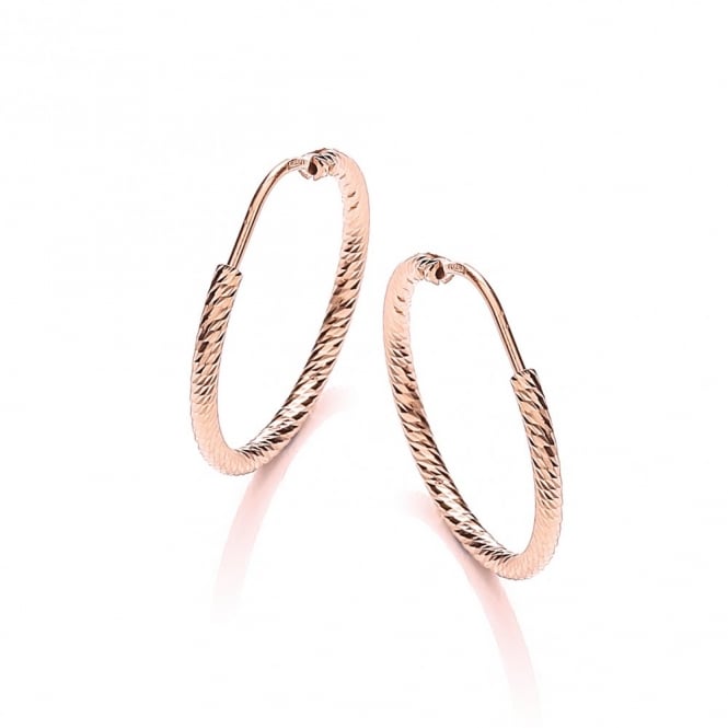 Sterling Silver & Rose Gold Plated Diamond Cut 25mm Hoop Earrings