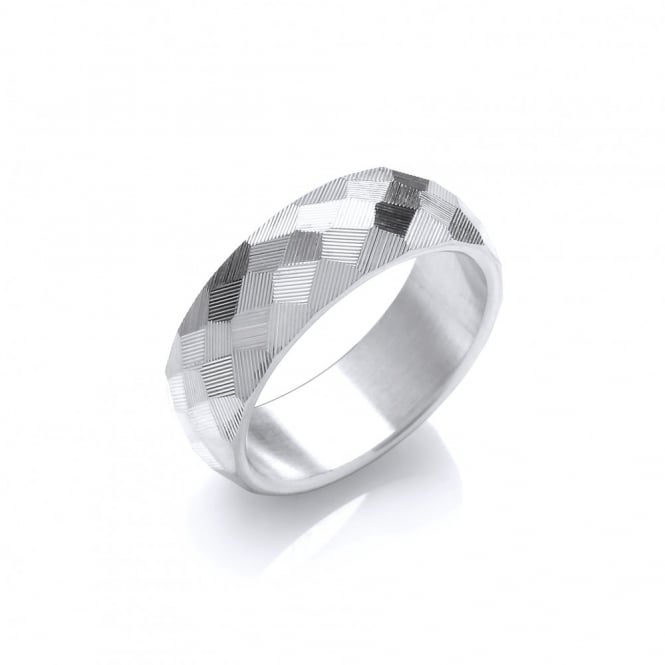 Sterling Silver Round Faceted Band