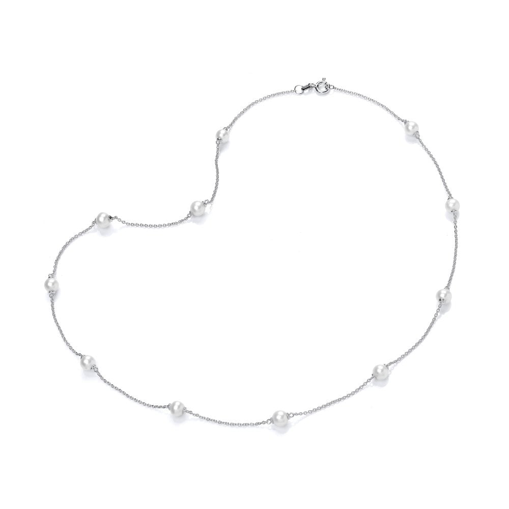 Sterling Silver Scattered Pearl Necklace
