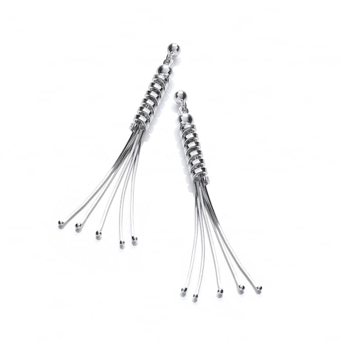 Sterling Silver Snake Chain & Spring Drop Earrings