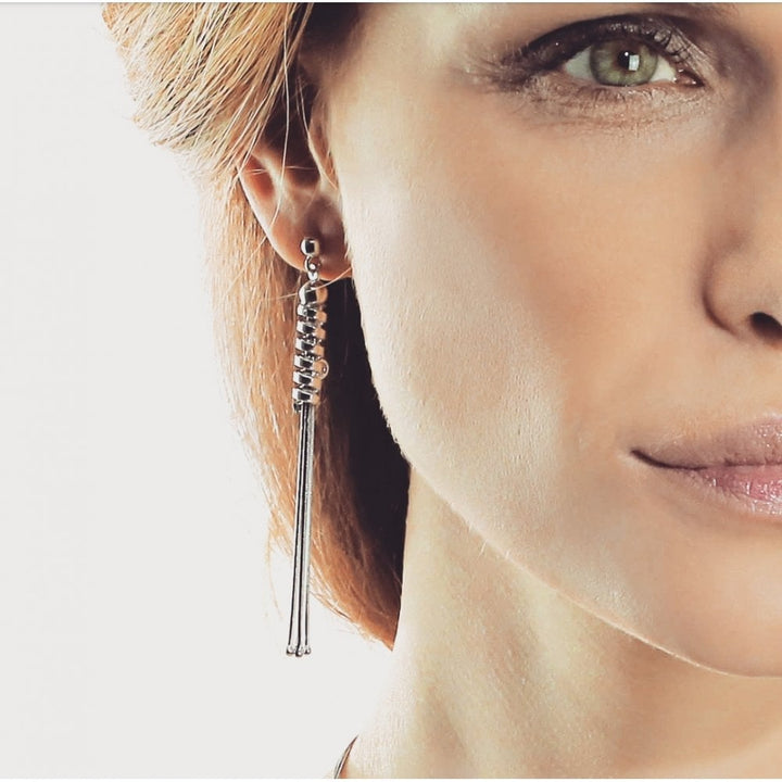 Sterling Silver Snake Chain & Spring Drop Earrings