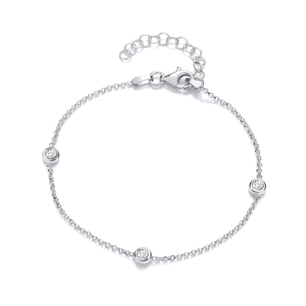Sterling Silver Solitaire Trio Bracelet