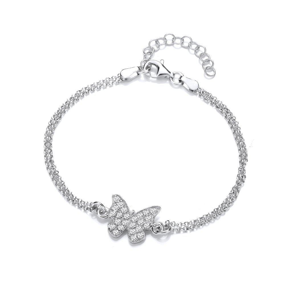 Sterling Silver Sparkle Butterfly Bracelet