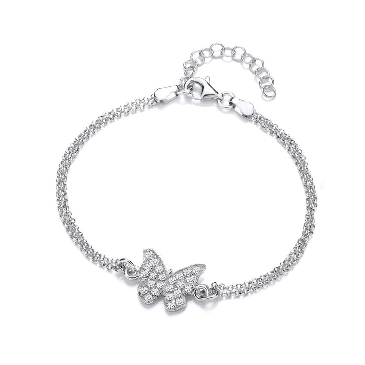 Sterling Silver Sparkle Butterfly Bracelet