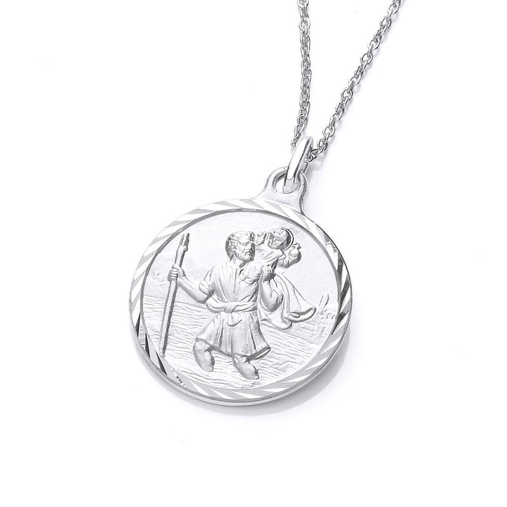 Sterling Silver St Christopher Medal Necklace