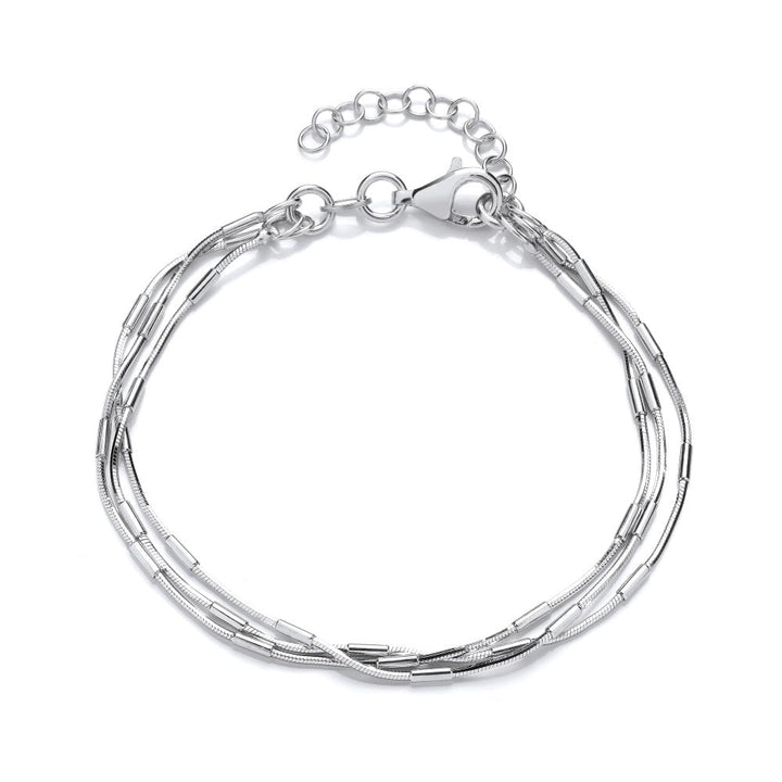 Sterling Silver Strands Tube Bead Bracelet