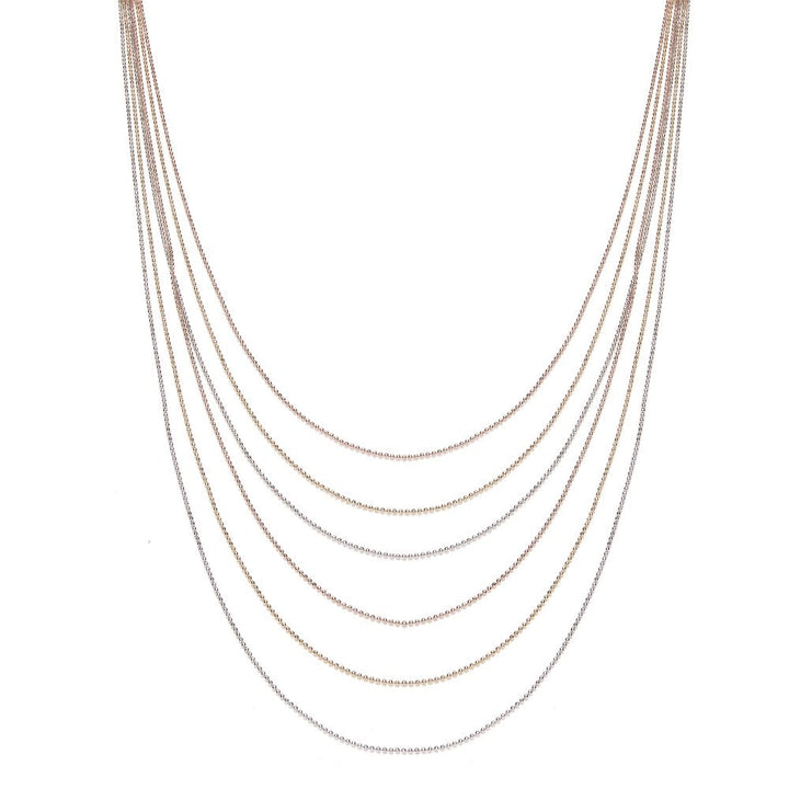 Sterling Silver Tricolour Diamond Cut Ball Chain Layered Necklace