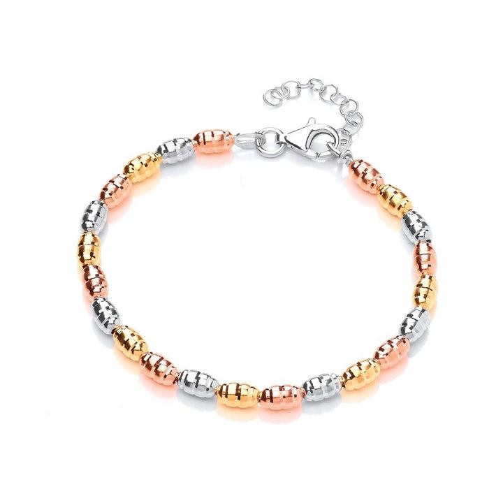 Sterling Silver Tricolour Faceted Bead Bracelet