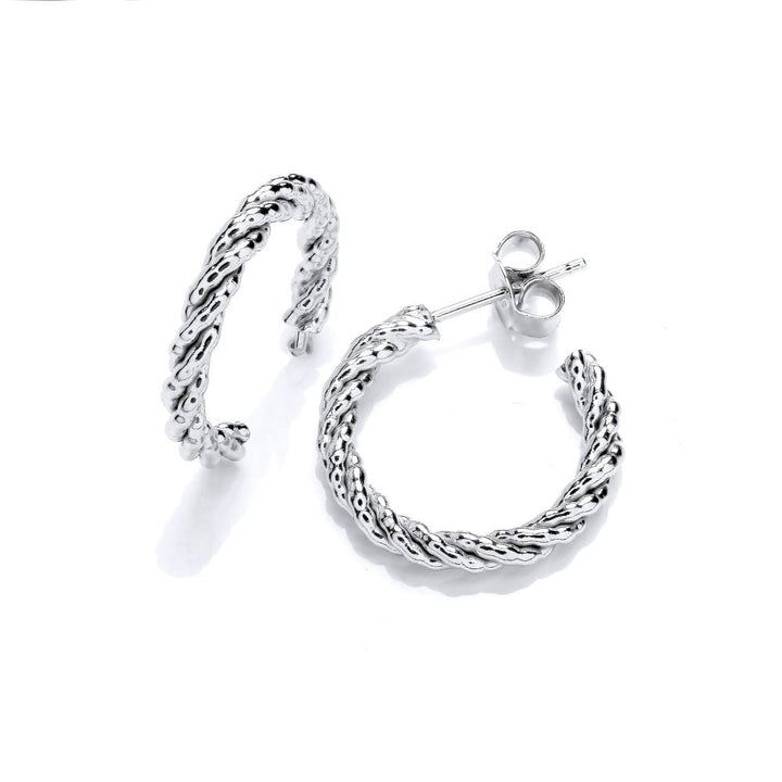 Sterling Silver Twisted Half Hoop Earrings