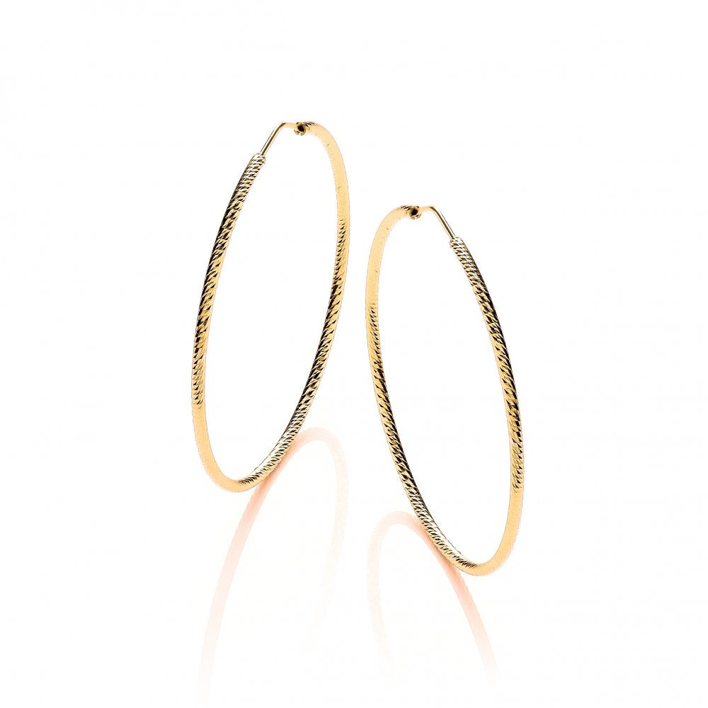 Sterling Silver & Yellow Gold Plated Diamond Cut 45mm Hoop Earrings