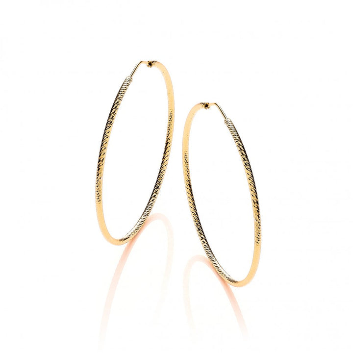 Sterling Silver & Yellow Gold Plated Diamond Cut 45mm Hoop Earrings