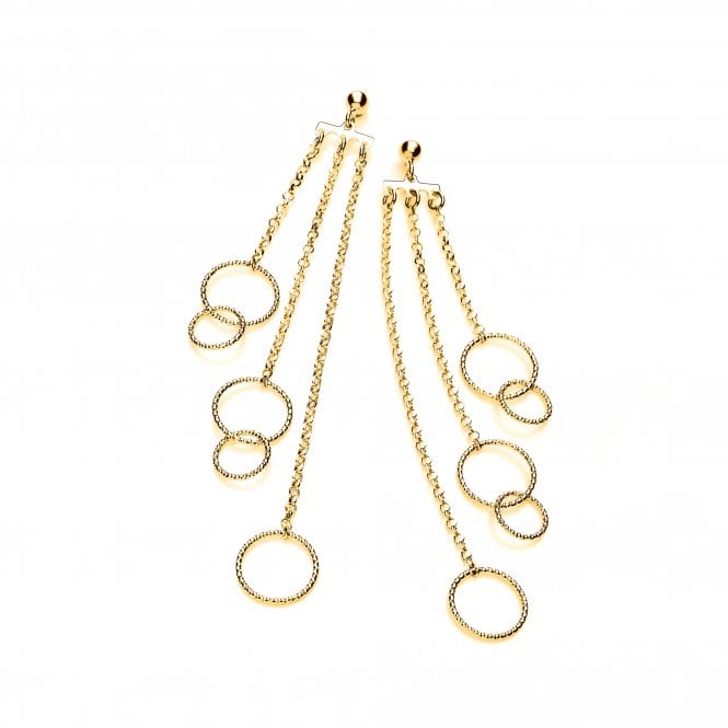 Sterling Silver & Yellow Gold Plated Diamond Cut Cascading Drop Earrings