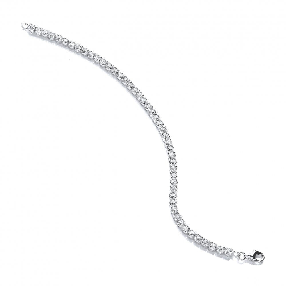 Sterling Silver 3mm Long Tennis Bracelet Created with Swarovski Zirconia