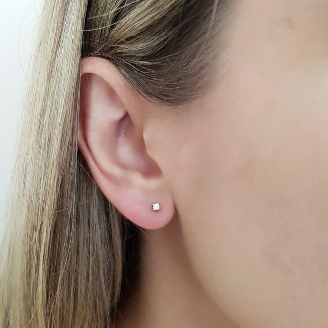 Sterling Silver 3mm Solitaire Claw Set Studs Created with Swarovski Zirconia