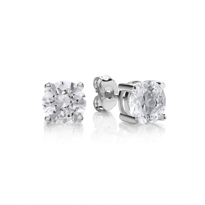 Sterling Silver 7mm Solitaire Claw Set Studs Created with Swarovski Zirconia