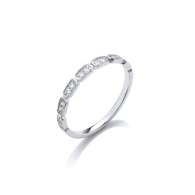 Sterling Silver Art Deco Half Eternity Ring Created with Swarovski Zirconia