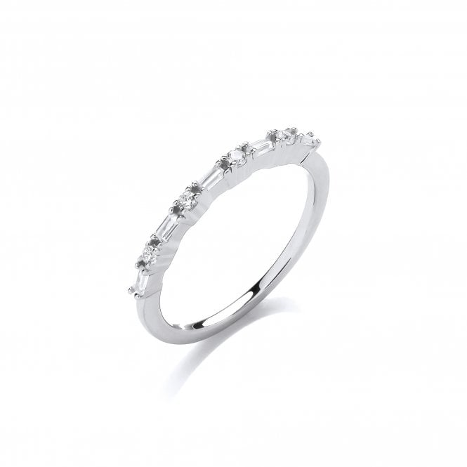 Sterling Silver Baguette Cut Half Eternity Ring