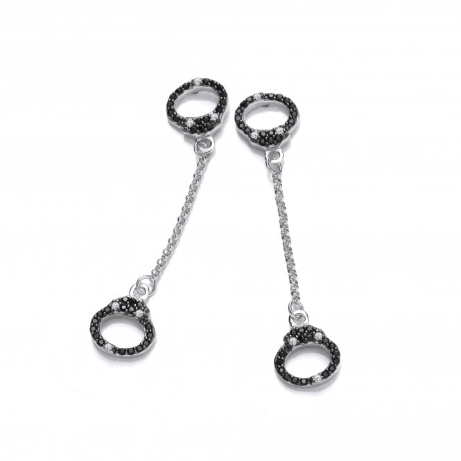 Sterling Silver Black Handcuffs Drop Earrings
