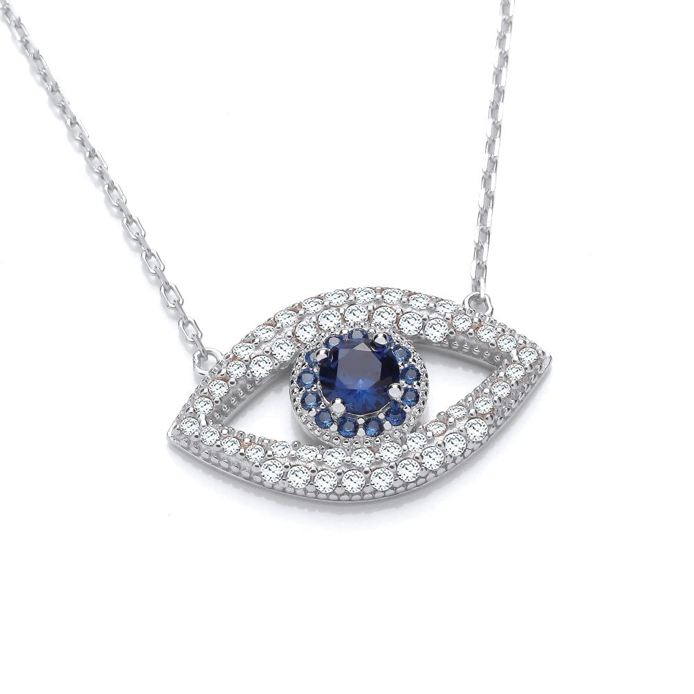 Sterling Silver Blue Evil Eye Necklace