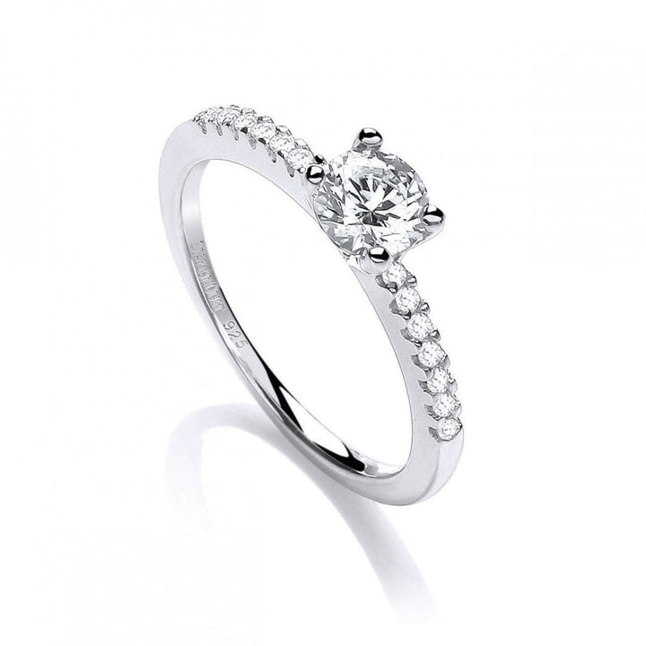 Sterling Silver Centred White Solitaire Ring Created with Swarovski Zirconia