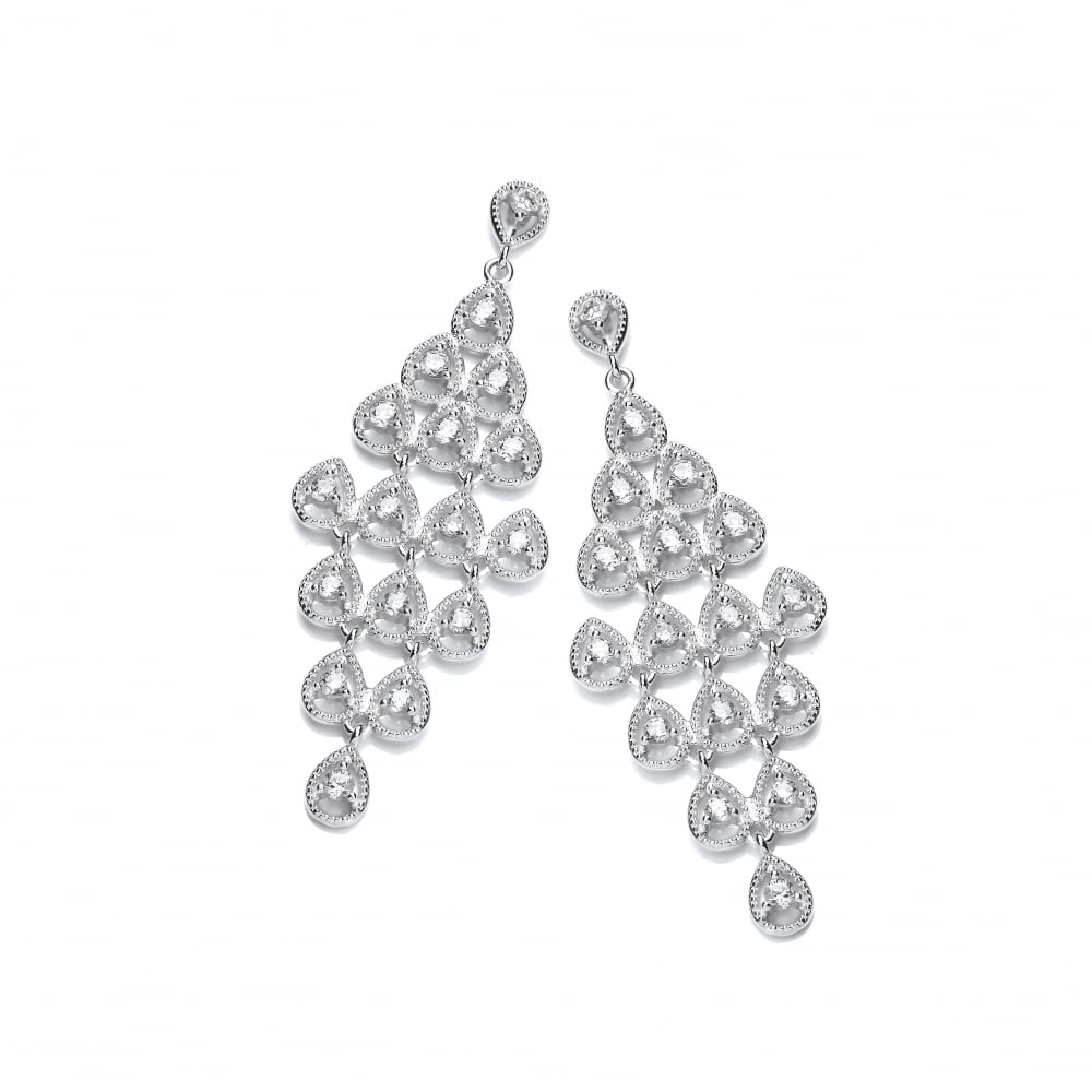 Sterling Silver Chandelier Drop Earrings Created with Swarovski Zirconia