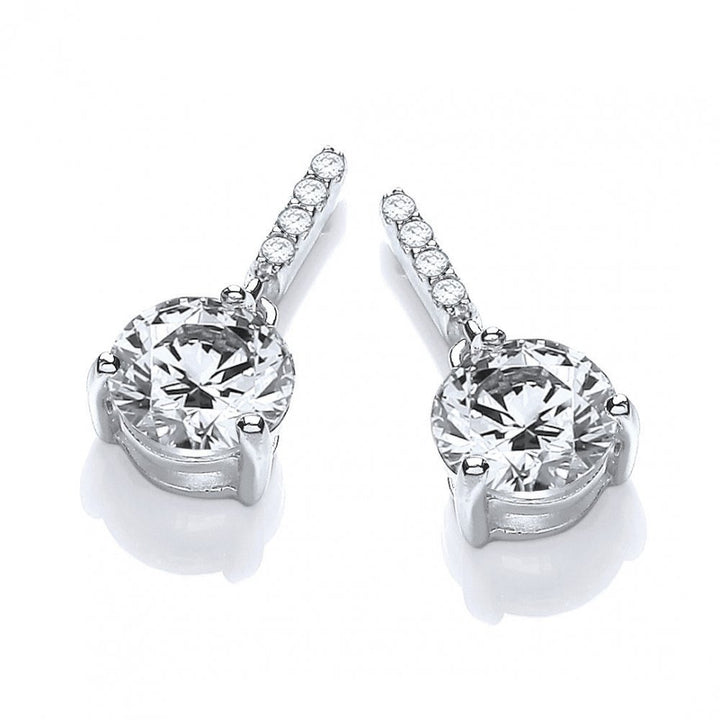 Sterling Silver Classic Drop Solitaire Studs Created with Swarovski Zirconia